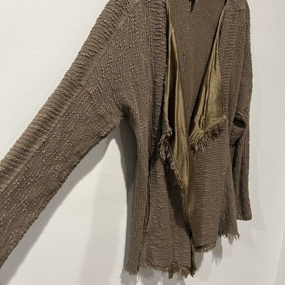 XCVI Cardigan Women’s Medium Green Draped Distressed‎ Boho Grunge Jacket - Picture 5 of 7